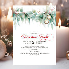 Watercolor Greenery Christmas Party Einladung
