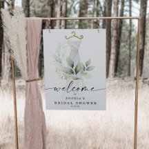 Watercolor Greenery Gold Brautparty Willkommen