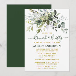 Watercolor Greenery Gold Bridal Brunch Bubbly Einladung