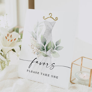 Watercolor Greenery Gold Bridal Shower Favors Sign Sockelschild