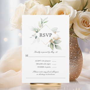 Watercolor Greenery Gold Feuilles mariage carte RS