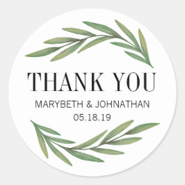 Watercolor Greenery Leaf Wedding Danke Sticker