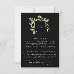 Watercolor Greenery Leaf Wreath Schwarzes Gehäuse RSVP Karte