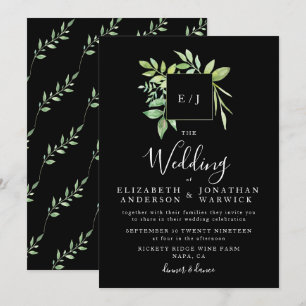 Watercolor Greenery Leaf Wreath Wedding Einladung