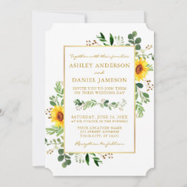 Watercolor Greenery Sonnenblumen Goldene Hochzeit Einladung