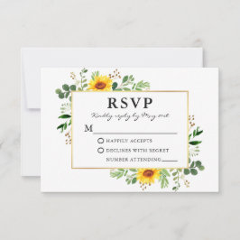 Watercolor Greenery Sonnenblumen Goldene Hochzeit RSVP Karte