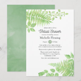 Watercolor Greenery Virtual Bridal oder Babydusche Einladung