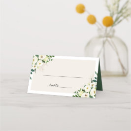 Watercolor Greenery White Bloom Floral Wedding Platzkarte