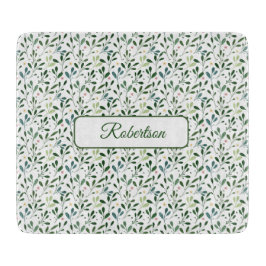 Watercolor greenery with name schneidebrett