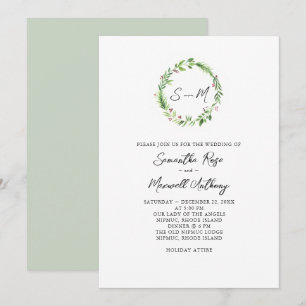 Watercolor Greenery Wreath Wedding Einladung