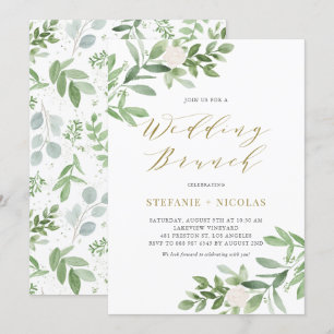 Watercolor Greeney und White Blume Hochzeitsfeier Einladung
