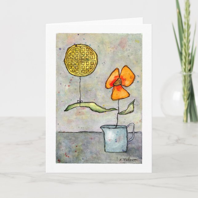 Watercolor Greeting Card "Waffelluftballon" Karte (Vorderseite)
