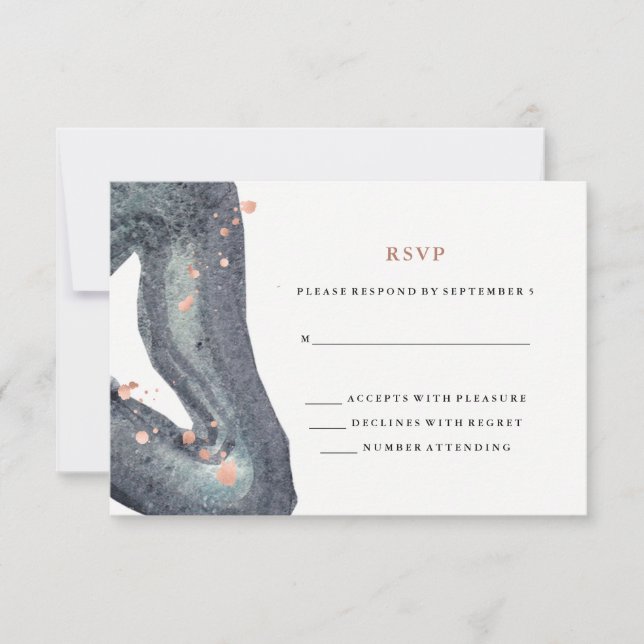 Watercolor Grey Geode Wedding RSVP Karte (Vorderseite)