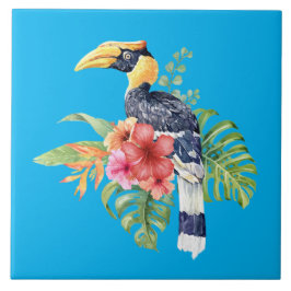 Watercolor Großer Hornbill Bird Fliese