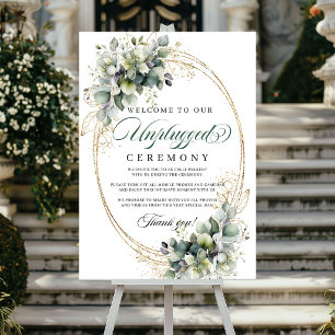 Watercolor Grün Gold Unplugged Zeremonie Hochzeit  Poster