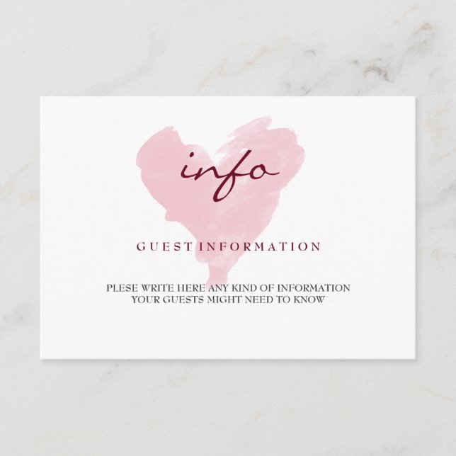 Watercolor Guest Information Card Begleitkarte (Vorderseite)