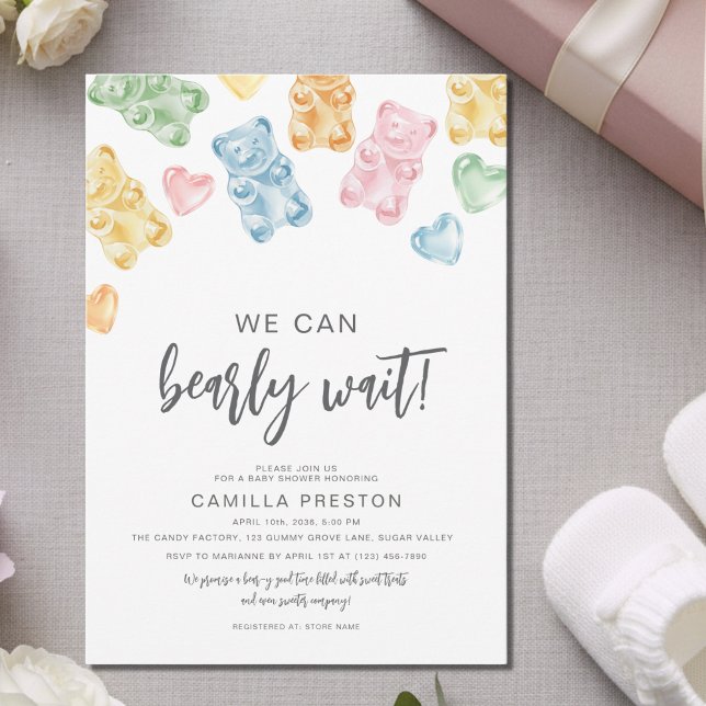 Watercolor Gummy Bears Baby Shower Einladung (Von Creator hochgeladen)