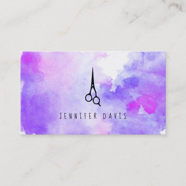 Watercolor Hairstylisthaar-Stylist-Spritzer Visitenkarte (Vorderseite)