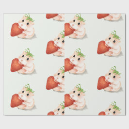 WATERCOLOR HAMSTER MIT STRASSBERRY WRAPPAPIER GESCHENKPAPIER