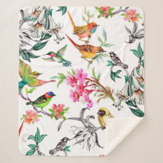 Watercolor hand drawn seamless pattern with tropic sherpadecke