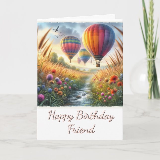 Watercolor Happy Birthday Friend Grußkarte Karte (Vorderseite)