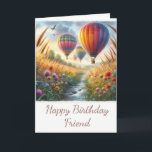 Watercolor Happy Birthday Friend Grußkarte Karte<br><div class="desc">Diese Karte für die Geburtstagskarte Ihres Freundes enthält ein Aquarellbild auf der Vorderseite und einen Gruß im Inneren. Personalisieren Sie diese Grußkarte mit Ihrem Namen und anderen Texten.</div>