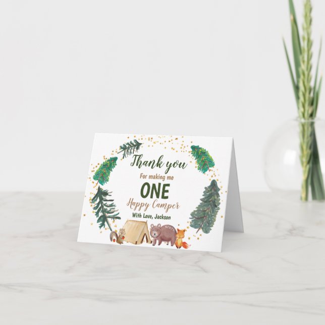 Watercolor Happy Camper Carte de remerciements d'a (Devant)