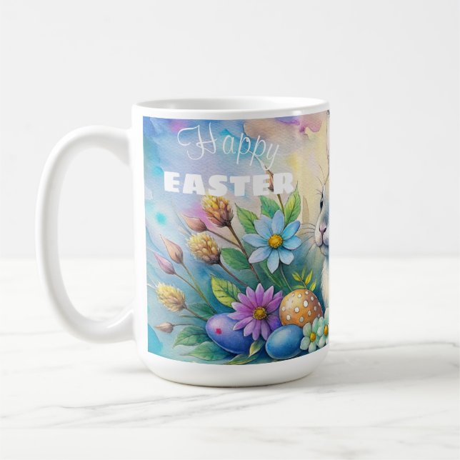 Watercolor Happy Easter Rabbit Kaffeetasse (Links)