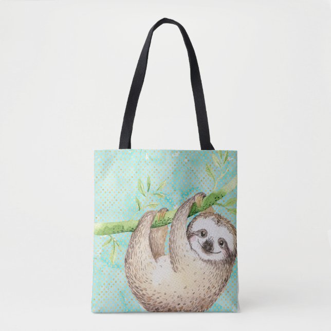 Watercolor Happy Sloth Tasche (Vorderseite)