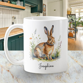 Watercolor Hare Country Wildlife Personalized Kaffeetasse