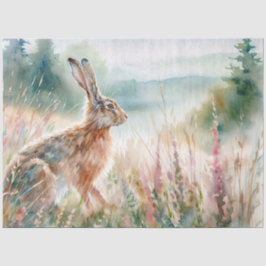 Watercolor Hare in Meadow Tissue Paper Seidenpapier