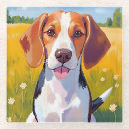Watercolor-Haustiermalerei Beagle-Hund Glasuntersetzer