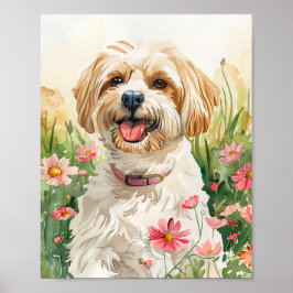 Watercolor Havanese Portrait Wand an Wand Poster