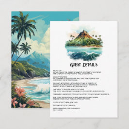 Watercolor Hawaii Wedding Guest Details Begleitkarte