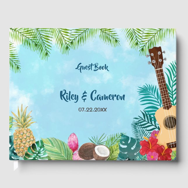 Watercolor Hawaiian Luau Party Gästebuch (Vorderseite)
