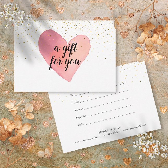 Watercolor Heart Gold Sprinkles Geschenkgutschein (Watercolor Heart Gold Sprinkles Gift Certificate)