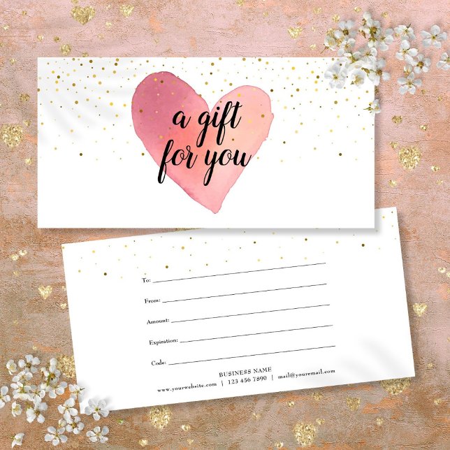 Watercolor Heart Gold Sprinkles Geschenkgutschein (Watercolor Heart Gold Sprinkles Gift Certificate)