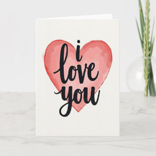 Watercolor Heart I Love You Karte
