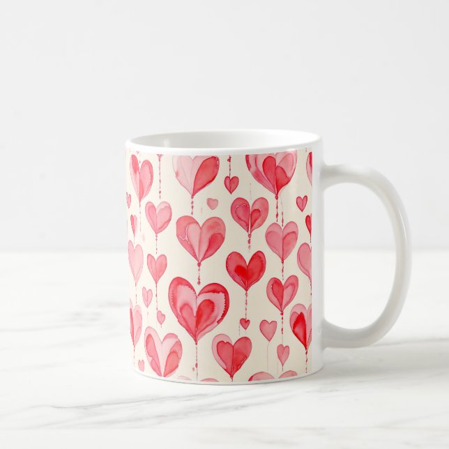 Watercolor Heart Pattern Collection Kaffeetasse (Rechts)