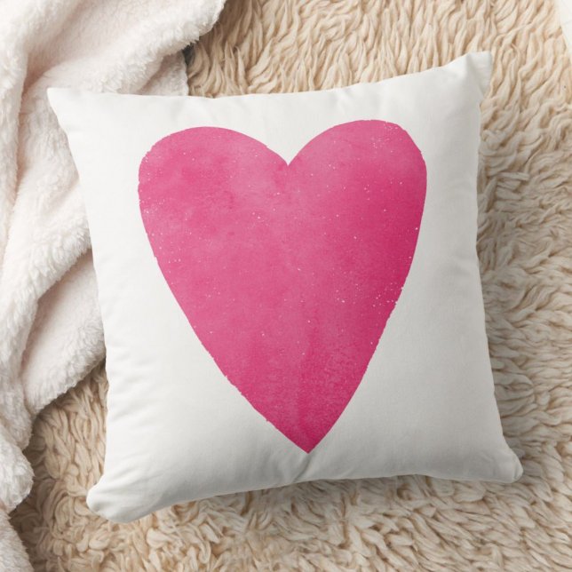Watercolor Heart Valentine Coussin - Rose (Créateur téléchargé)