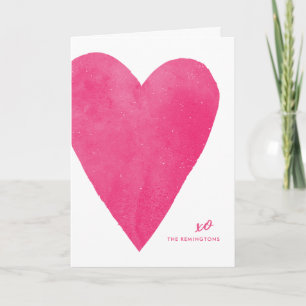 Watercolor Heart Valentine's Day Card - Rosa Karte