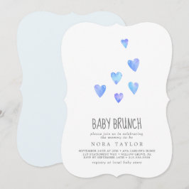 Watercolor Hearts Boy Baby Brunch Einladung