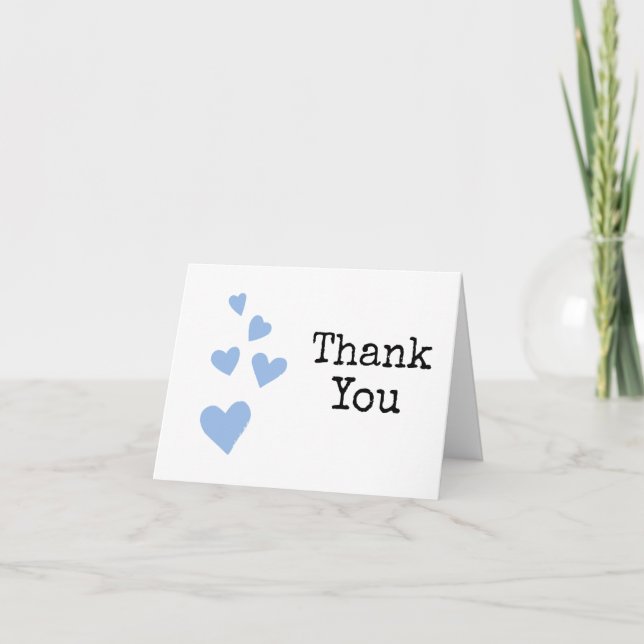 Watercolor Hearts Boy Baby Danke Karte (Vorderseite)