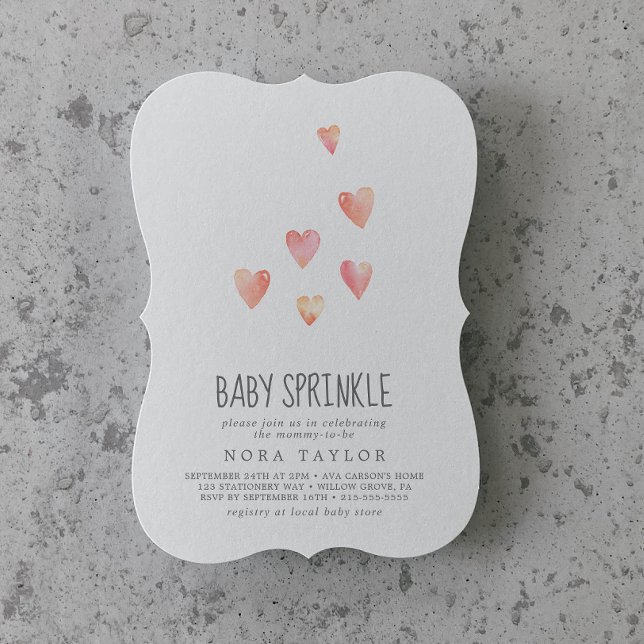 Watercolor Hearts Girl Baby Sprinkle Invitation (Créateur téléchargé)