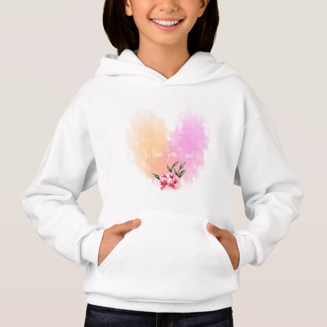 Watercolor Hearts Girl's Pullover Sweat - shirt à  (Devant)