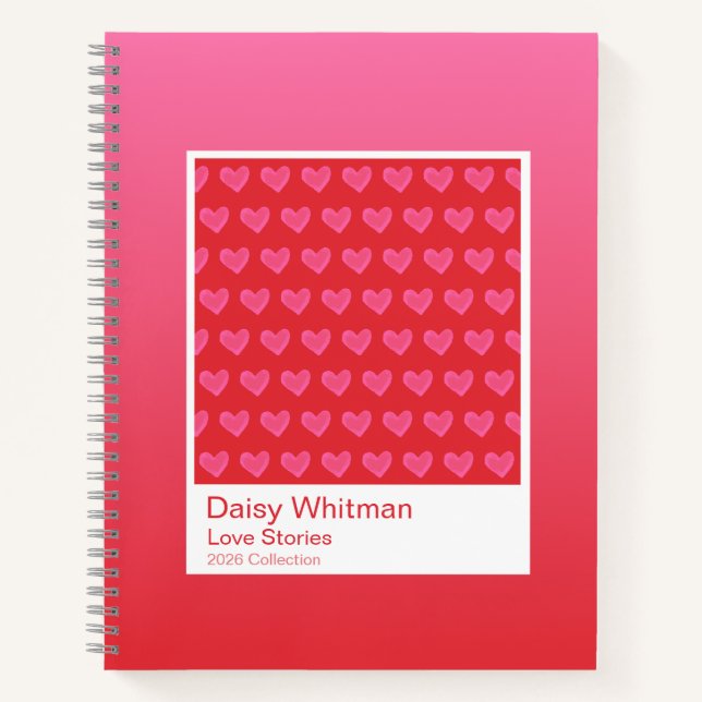 Watercolor Hearts Gradient Spiral Notebook Notizbuch (Vorderseite)