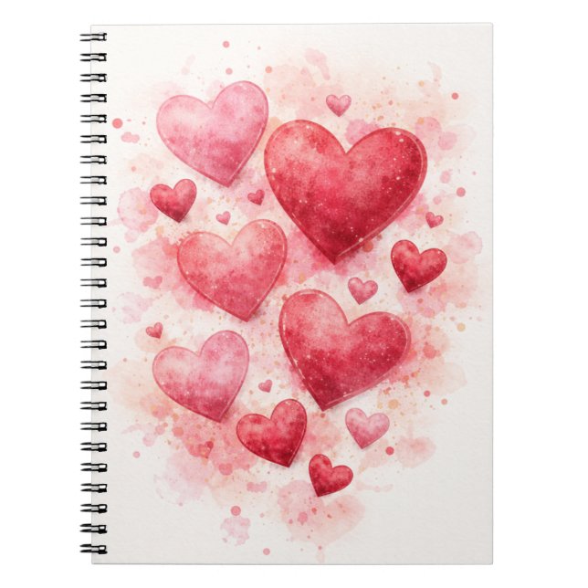 Watercolor Hearts Journal Notizblock (Vorderseite)