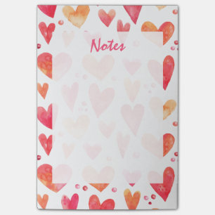 Watercolor HEARTS Post-it Klebezettel