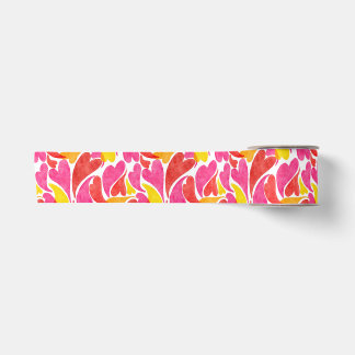 Watercolor Hearts Valentines Love Pink Red Yellow Satinband