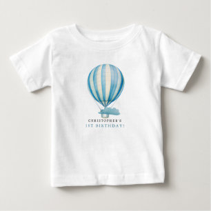 Watercolor-Heißluftballon personalisierter Name Baby T-shirt